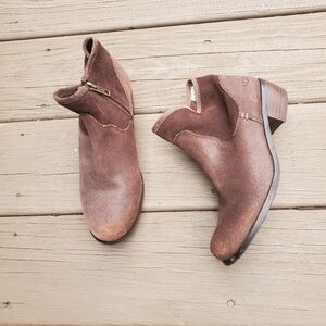 Ugg Australia Penelope Brown Suede Leather Western Cowgirl Ankle Boots Booties 4